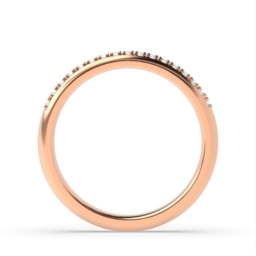 Pave Setting Round Rose Gold Surface prongs Eternity Diamond Rings