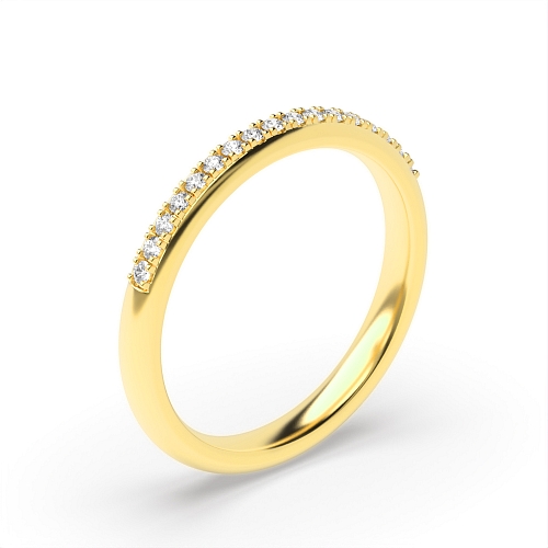 Pave Setting Round Yellow Gold Surface prongs Eternity Diamond Rings