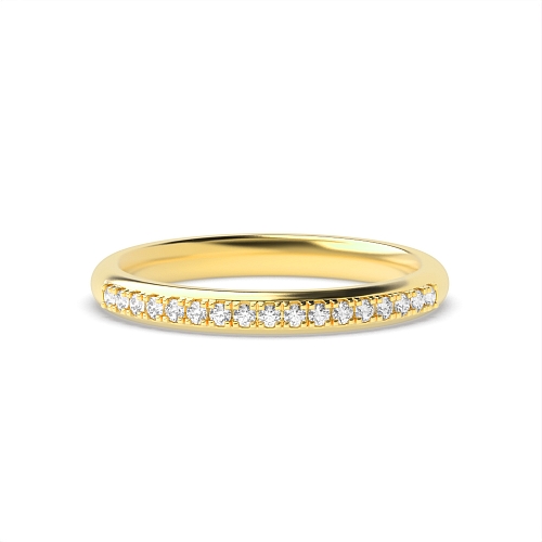 Pave Setting Round Yellow Gold Surface prongs Eternity Diamond Rings