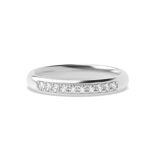 Pave Setting Round Sparkle Half Eternity Wedding Rings & Bands