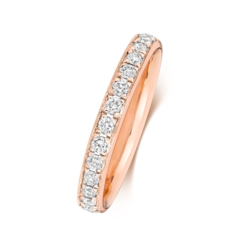 Pave Setting Round Rose Gold Orbit twilight Eternity Engagement Rings