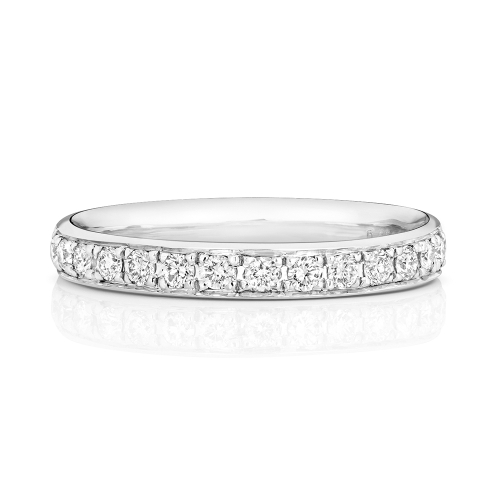 Pave Setting Round Orbit twilight Half Eternity Engagement Rings