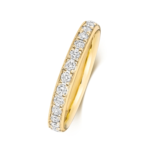 Pave Setting Round Yellow Gold Orbit twilight Eternity Engagement Rings