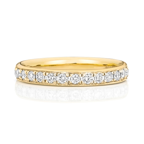 Pave Setting Round Yellow Gold Orbit twilight Eternity Engagement Rings