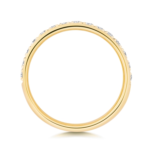 Pave Setting Round Yellow Gold Orbit twilight Eternity Engagement Rings