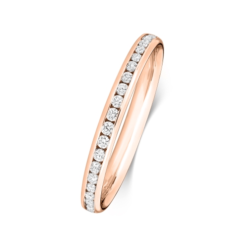 Channel Setting Round Rose Gold Brilliantly Eternity Engagement Rings