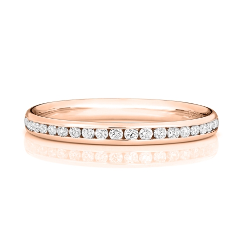 Channel Setting Round Rose Gold Brilliantly Eternity Engagement Rings