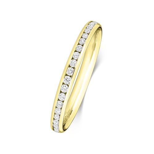 Channel Setting Round Yellow Gold Brilliantly Eternity Engagement Rings
