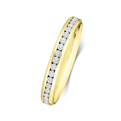 Channel Setting Round Yellow Gold Distinctive Eternity Engagement Rings