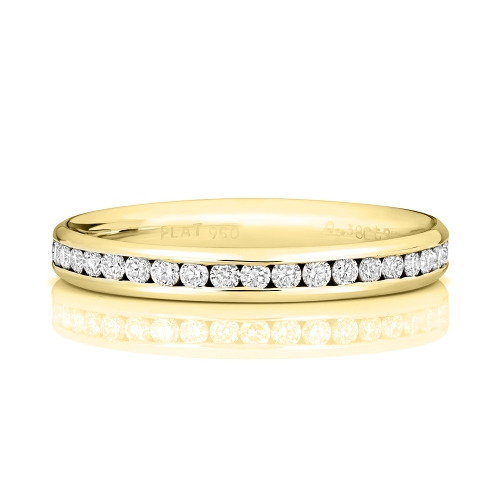 Channel Setting Round Yellow Gold Distinctive Eternity Engagement Rings