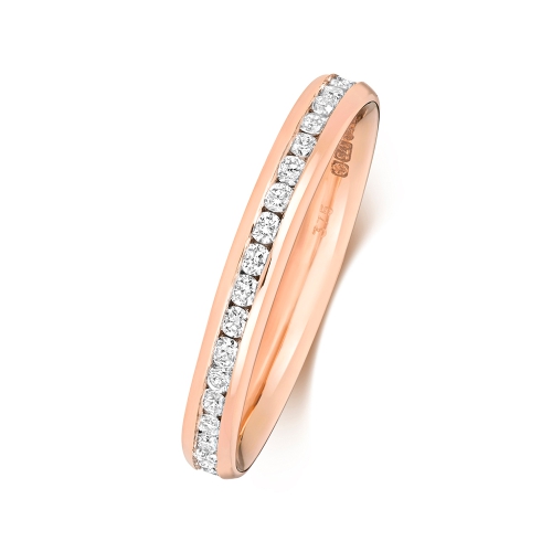 Channel Setting Round Rose Gold Poised Eternity Engagement Rings