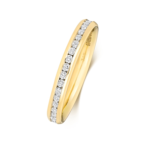 Channel Setting Round Yellow Gold Poised Eternity Engagement Rings