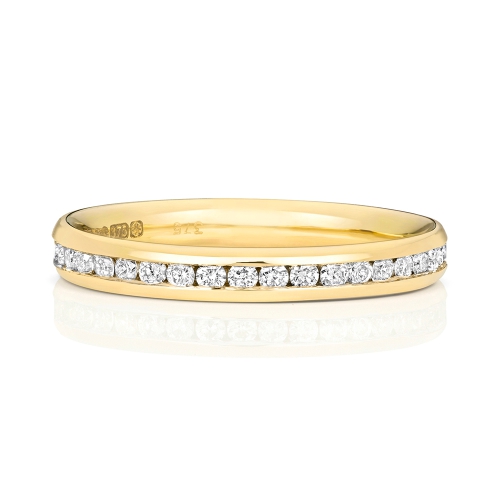Channel Setting Round Yellow Gold Poised Eternity Engagement Rings