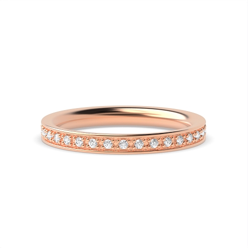 Pave Setting Round Rose Gold Sculpted Full Eternity Diamond Rings