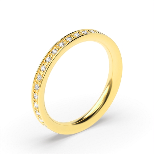 Pave Setting Round Yellow Gold Sculpted Eternity Diamond Rings
