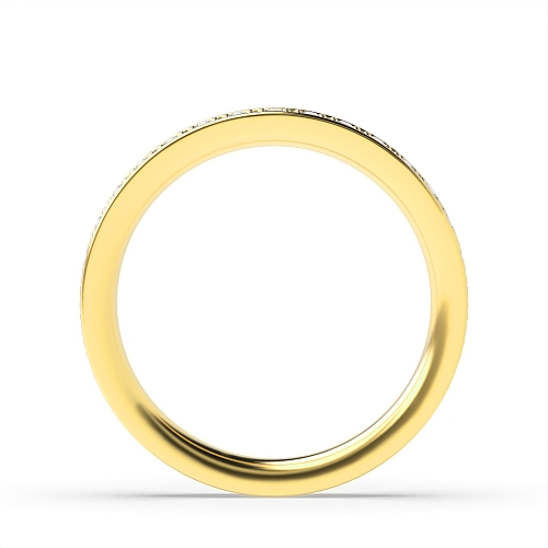 Pave Setting Round Yellow Gold Sculpted Eternity Diamond Rings