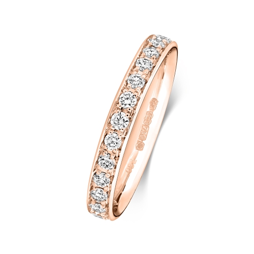 4 Prong Round Rose Gold Whisperaurahalf Eternity Engagement Rings