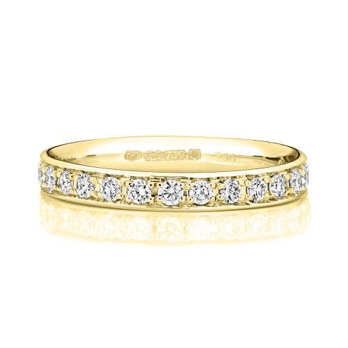 4 Prong Round Yellow Gold Whisperaurahalf Eternity Engagement Rings