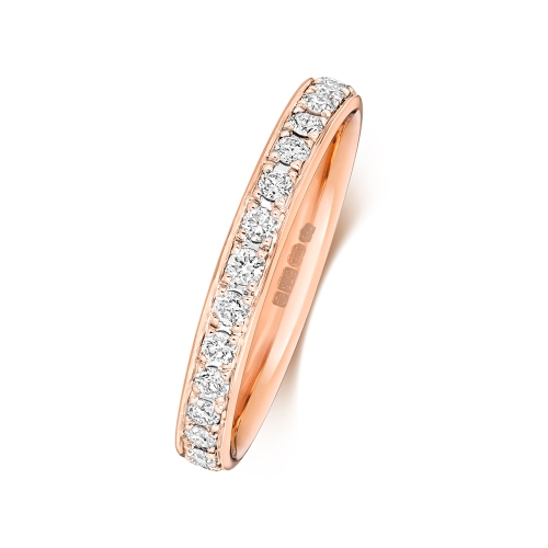 4 Prong Round Rose Gold Glistened Eternity Diamond Rings