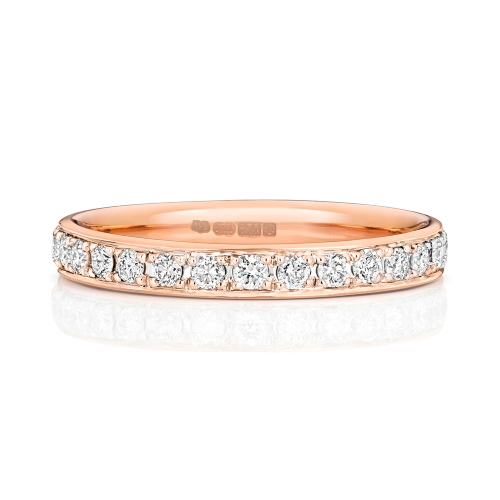 4 Prong Round Rose Gold Glistened Eternity Diamond Rings