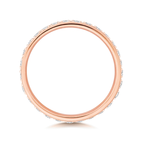 4 Prong Round Rose Gold Glistened Eternity Diamond Rings