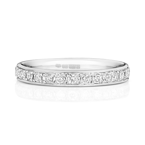 4 Prong Round Glistened Moissanite Eternity Diamond Rings