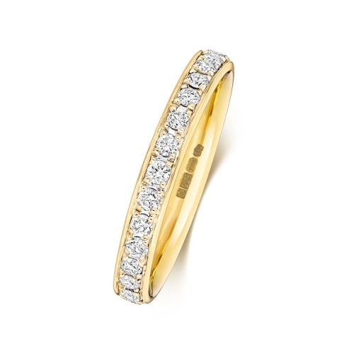 4 Prong Round Yellow Gold Glistened Eternity Diamond Rings