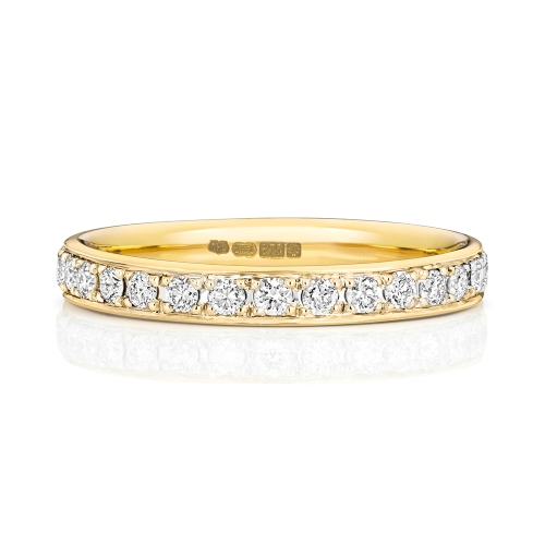 4 Prong Round Yellow Gold Glistened Eternity Diamond Rings