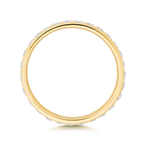 4 Prong Round Yellow Gold Glistened Eternity Diamond Rings