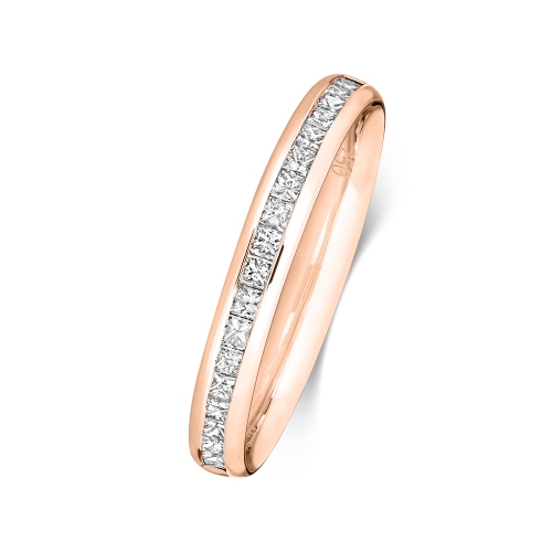 Channel Setting Princess Rose Gold Fivestar Eternity Engagement Rings