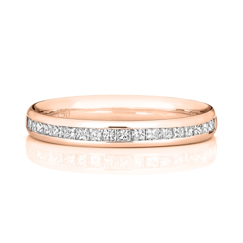 Channel Setting Princess Rose Gold Fivestar Eternity Engagement Rings