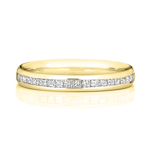 Channel Setting Princess Yellow Gold Fivestar Eternity Engagement Rings