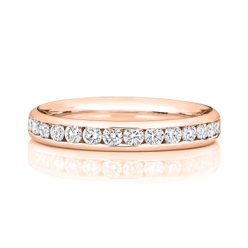 Channel Setting Round Rose Gold Radiantwhisper Eternity Diamond Rings