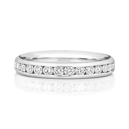 Channel Setting Round Radiantwhisper Half Eternity Diamond Rings