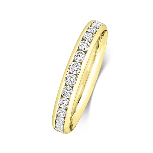 Channel Setting Round Yellow Gold Radiantwhisper Eternity Diamond Rings