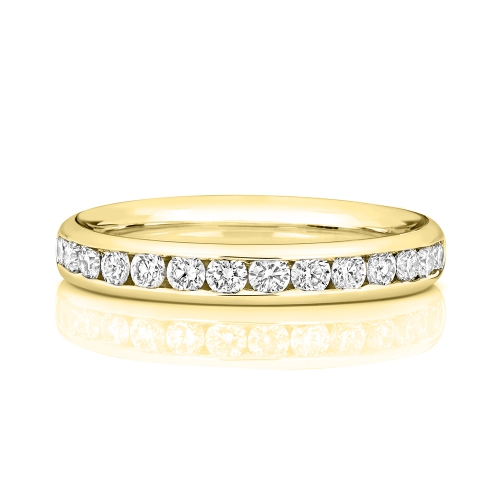 Channel Setting Round Yellow Gold Radiantwhisper Eternity Diamond Rings