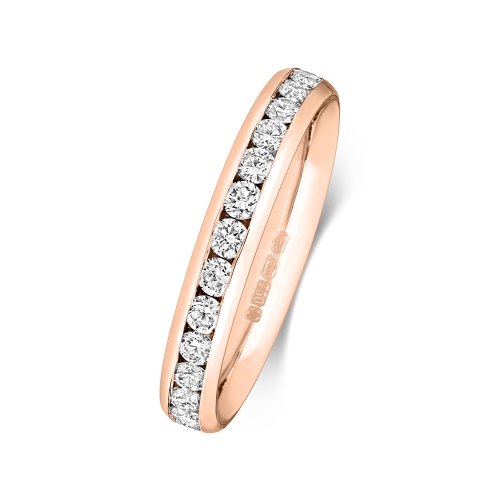Channel Setting Round Rose Gold Gleamflow Eternity Diamond Rings