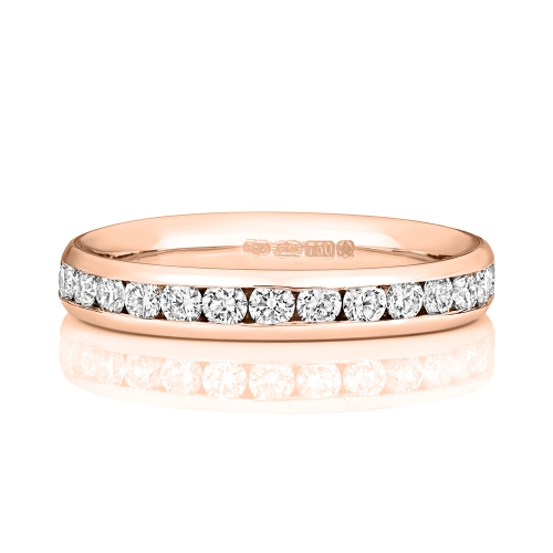 Channel Setting Round Rose Gold Gleamflow Eternity Diamond Rings