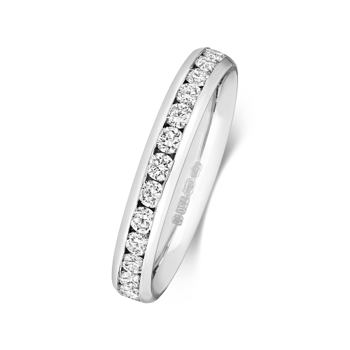 Channel Setting Round Gleamflow Moissanite Eternity Diamond Rings