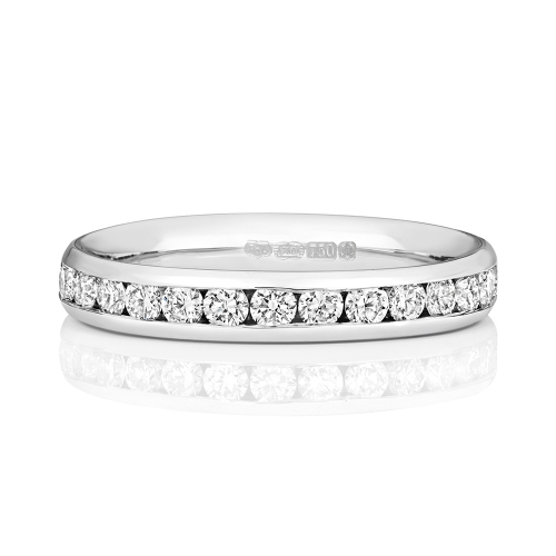 Channel Setting Round Gleamflow Moissanite Eternity Diamond Rings