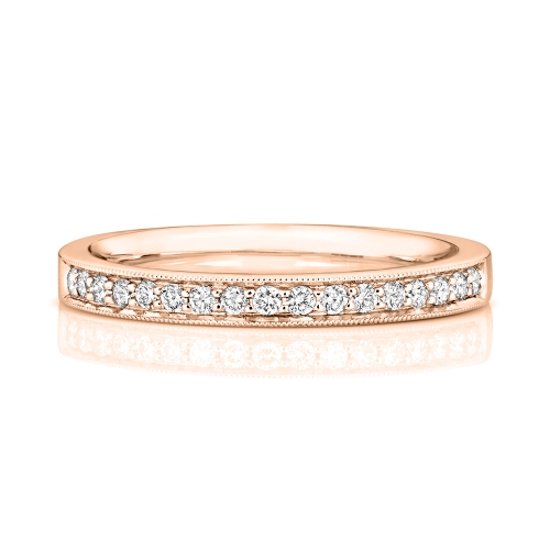 Pave Setting Round Rose Gold Mystiquehalfring Eternity Engagement Rings