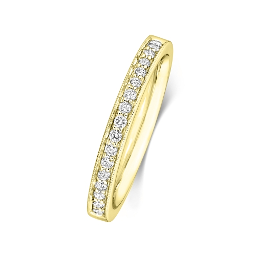 Pave Setting Round Yellow Gold Mystiquehalfring Eternity Engagement Rings