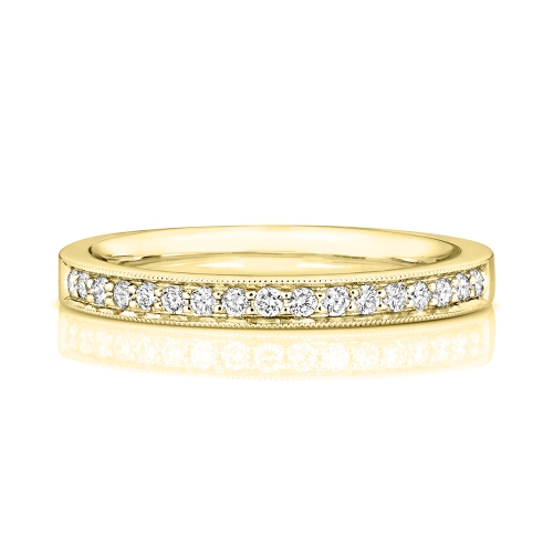 Pave Setting Round Yellow Gold Mystiquehalfring Eternity Engagement Rings