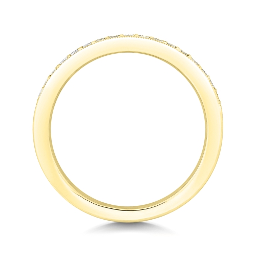 Pave Setting Round Yellow Gold Mystiquehalfring Eternity Engagement Rings