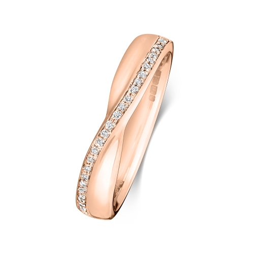 Pave Setting Round Rose Gold Criss over wedding Eternity Diamond Rings