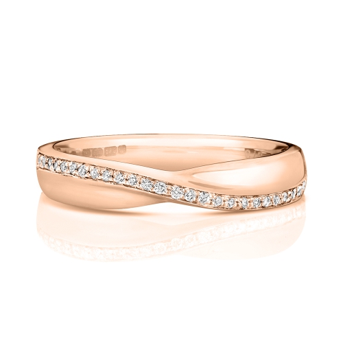 Pave Setting Round Rose Gold Criss over wedding Eternity Diamond Rings