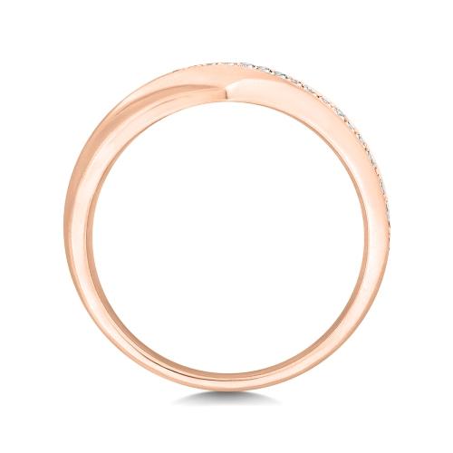 Pave Setting Round Rose Gold Criss over wedding Eternity Diamond Rings