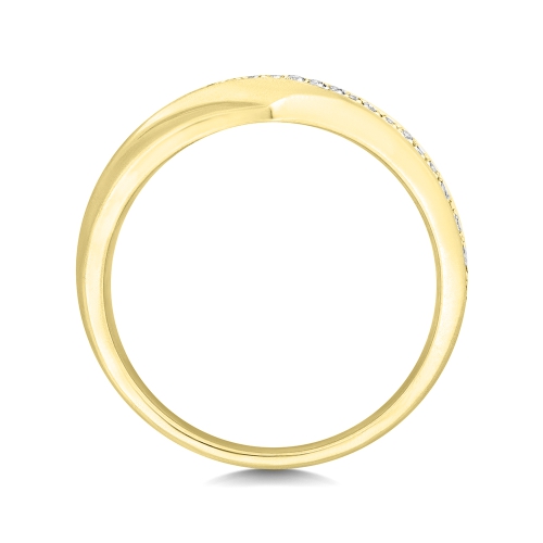 Pave Setting Round Yellow Gold Criss over wedding Eternity Diamond Rings