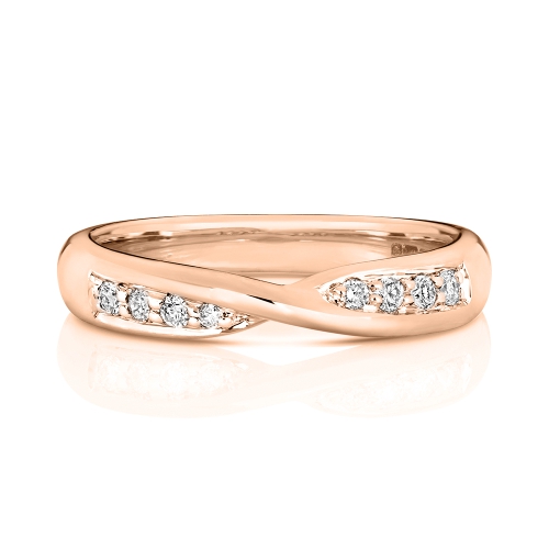 Pave Setting Round Rose Gold Crossover wedding Eternity Diamond Rings