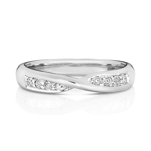 Pave Setting Round Crossover wedding Eternity Diamond Rings
